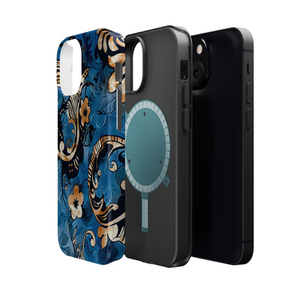 Floral Blue Paisley Magnetic Impact Phone Case - DIGITAL X