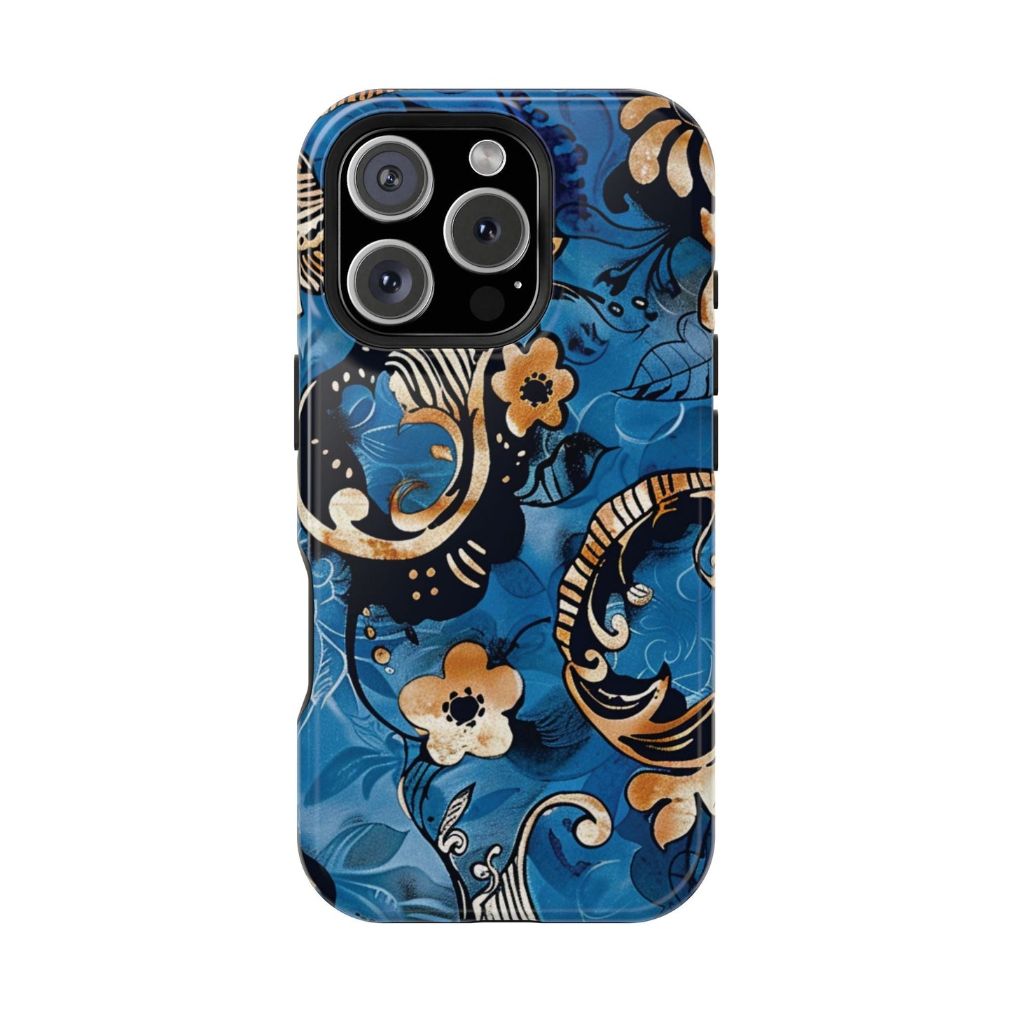 Floral Blue Paisley Magnetic Impact Phone Case - DIGITAL X