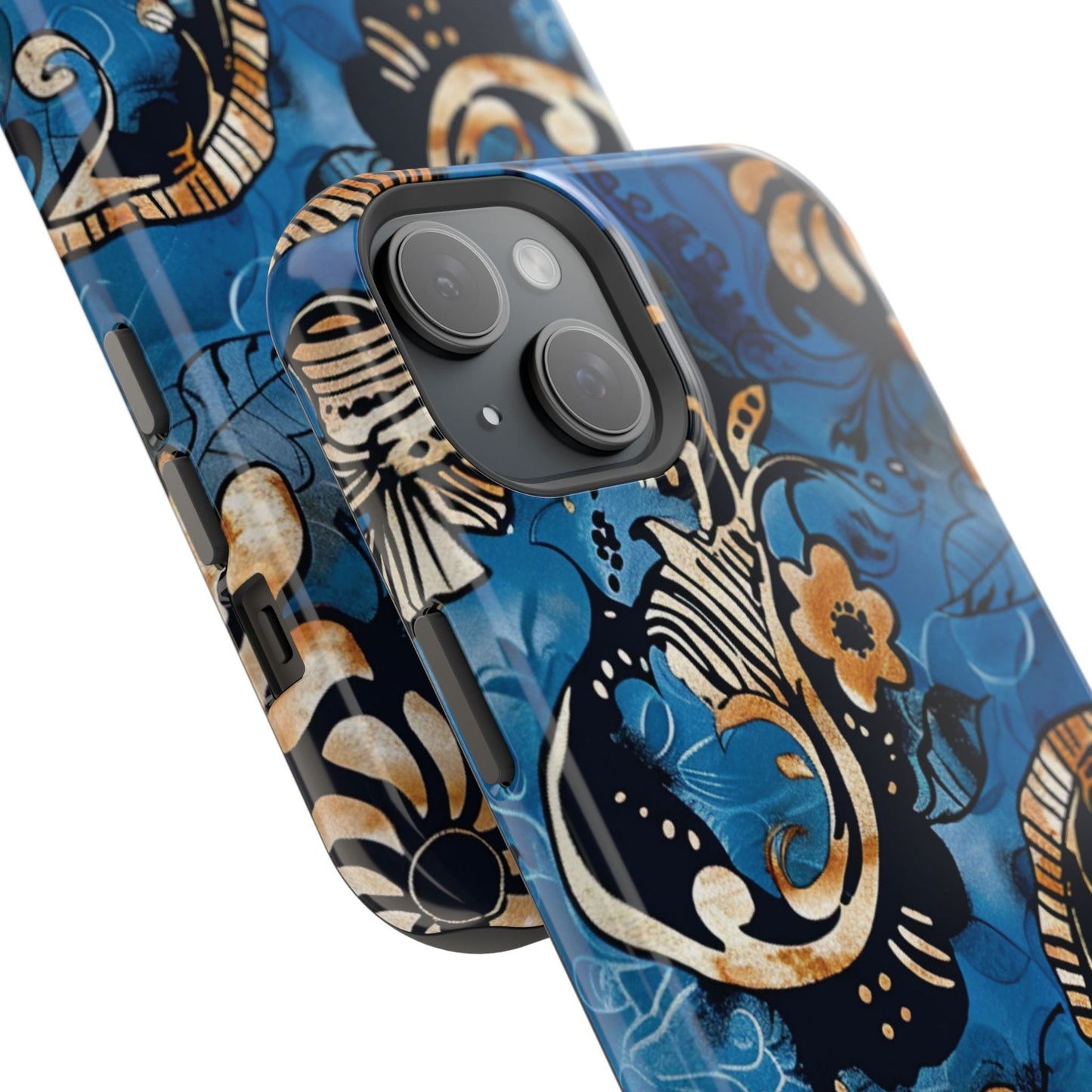 Floral Blue Paisley Magnetic Impact Phone Case - DIGITAL X