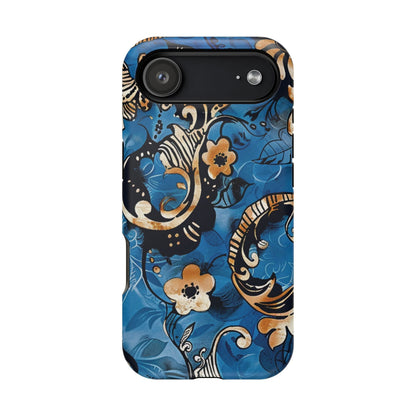 Floral Blue Paisley Magnetic Impact Phone Case - DIGITAL X