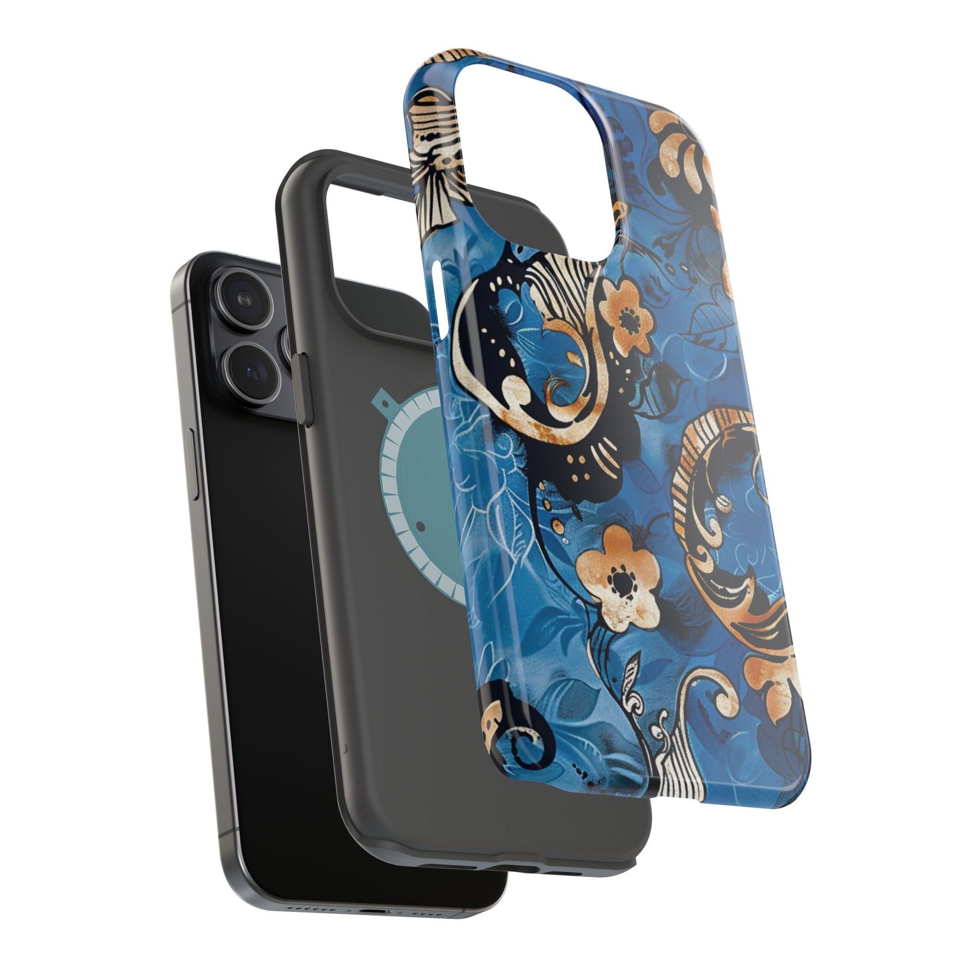 Floral Blue Paisley Magnetic Impact Phone Case - DIGITAL X