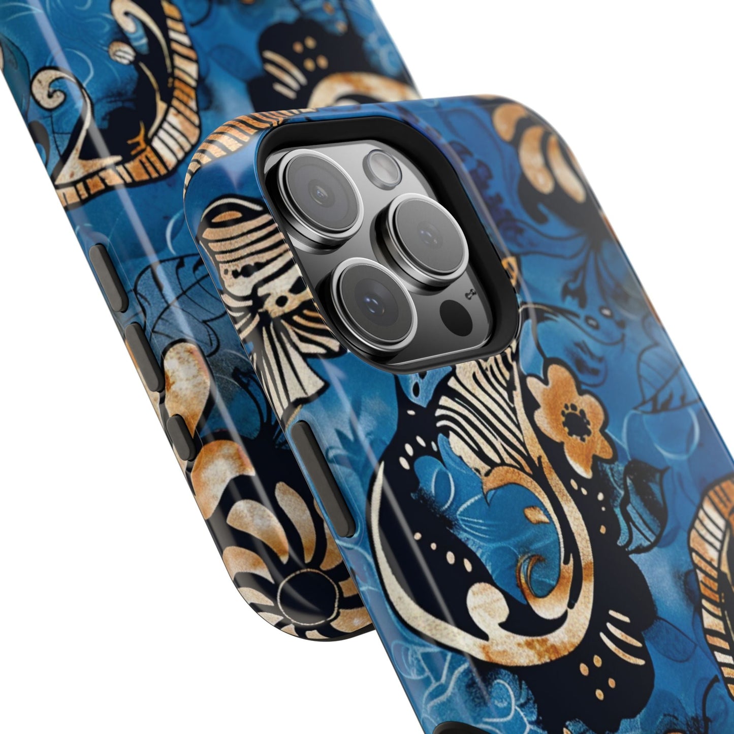 Floral Blue Paisley Magnetic Impact Phone Case - DIGITAL X