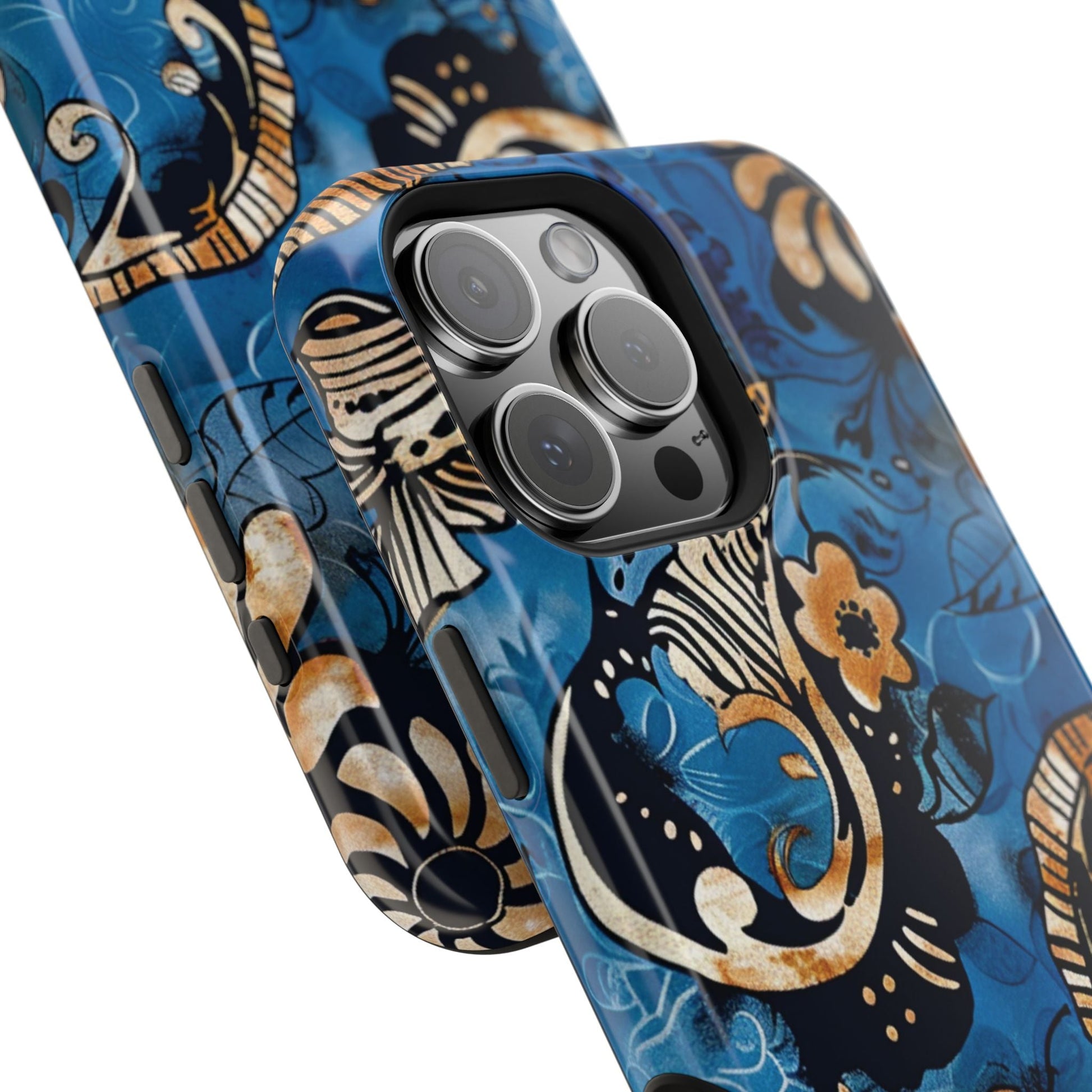 Floral Blue Paisley Magnetic Impact Phone Case - DIGITAL X