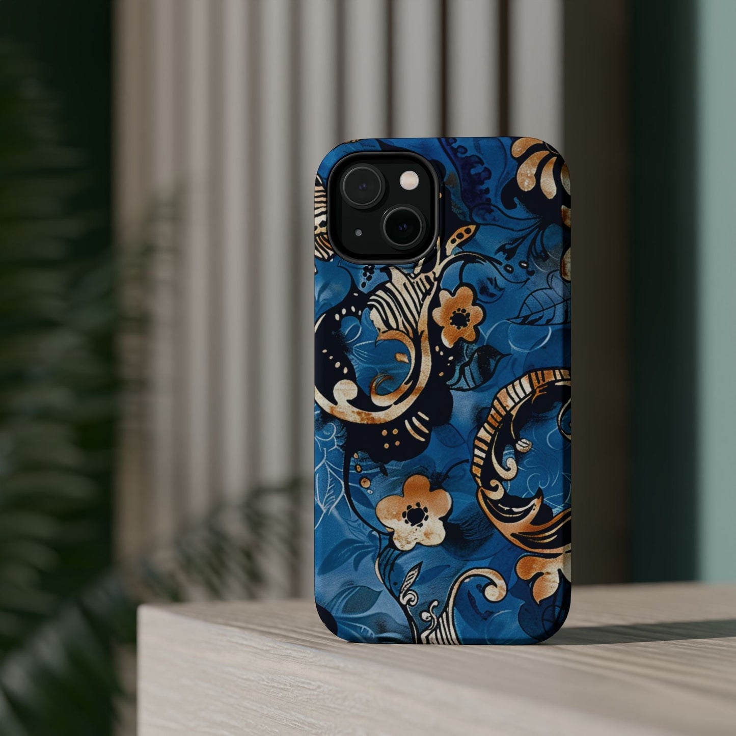 Floral Blue Paisley Magnetic Impact Phone Case - DIGITAL X