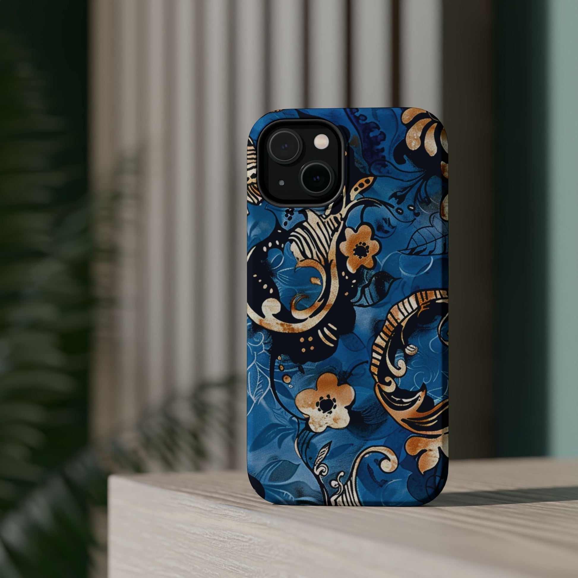 Floral Blue Paisley Magnetic Impact Phone Case - DIGITAL X