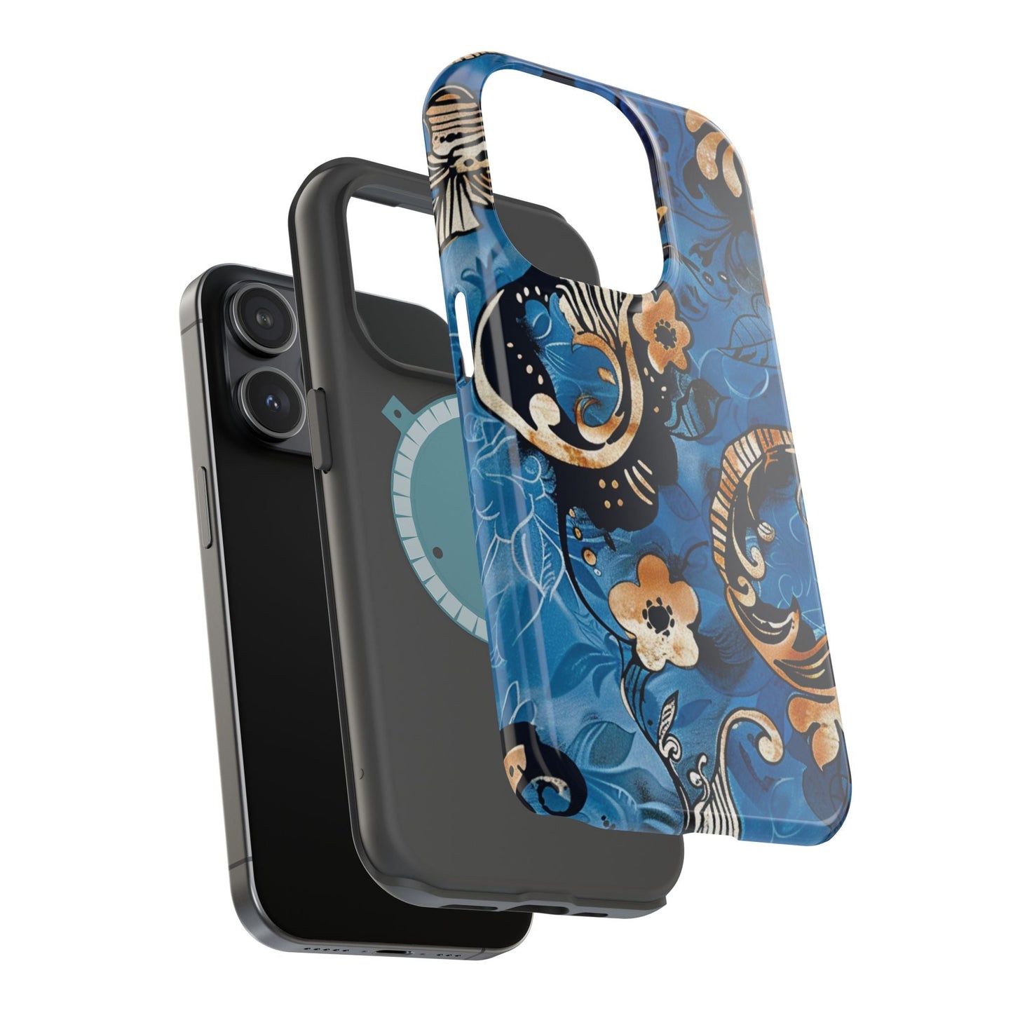 Floral Blue Paisley Magnetic Impact Phone Case - DIGITAL X