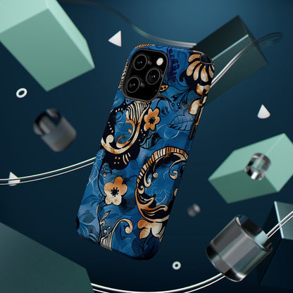 Floral Blue Paisley Magnetic Impact Phone Case - DIGITAL X