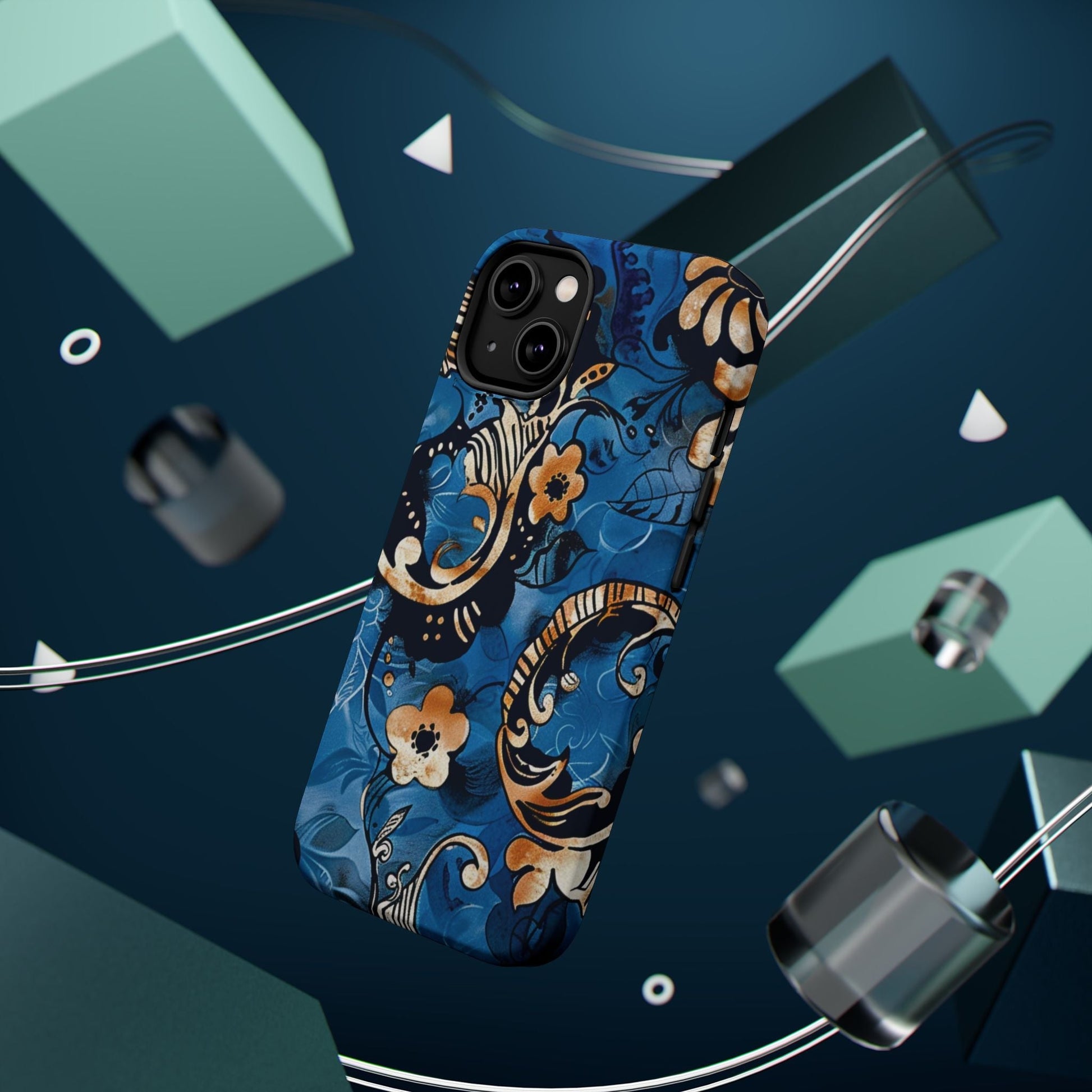 Floral Blue Paisley Magnetic Impact Phone Case - DIGITAL X