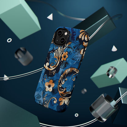 Floral Blue Paisley Magnetic Impact Phone Case - DIGITAL X