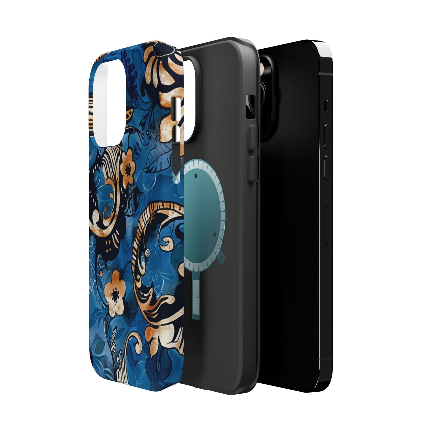 Floral Blue Paisley Magnetic Impact Phone Case - DIGITAL X