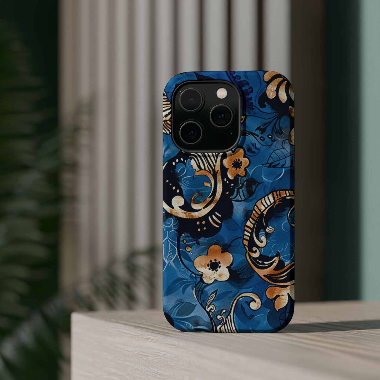Floral Blue Paisley Magnetic Impact Phone Case - DIGITAL X