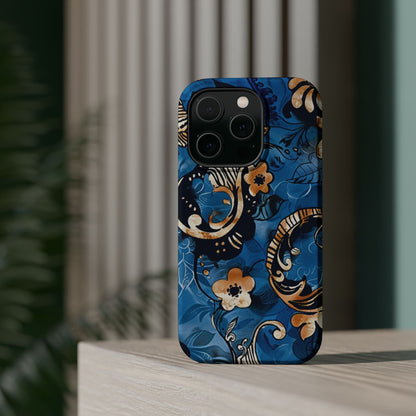 Floral Blue Paisley Magnetic Impact Phone Case - DIGITAL X