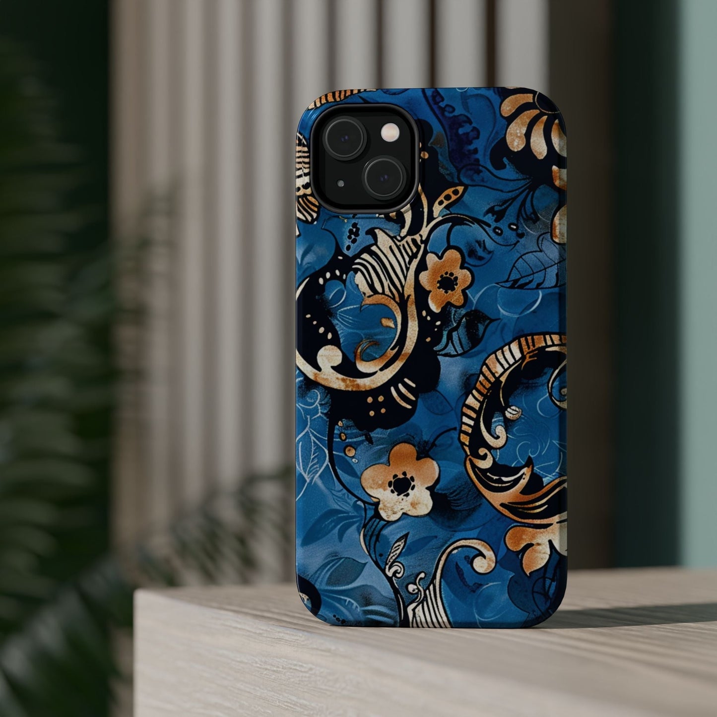 Floral Blue Paisley Magnetic Impact Phone Case - DIGITAL X