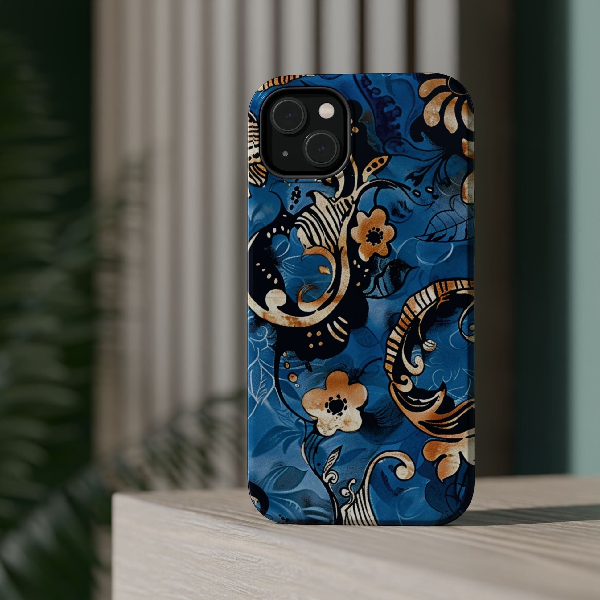 Floral Blue Paisley Magnetic Impact Phone Case - DIGITAL X