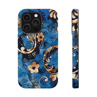 Floral Blue Paisley Magnetic Impact Phone Case - DIGITAL X