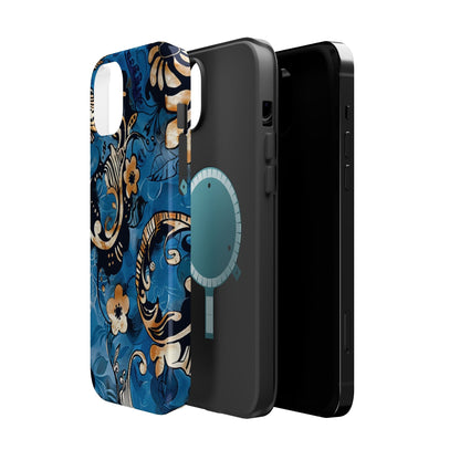 Floral Blue Paisley Magnetic Impact Phone Case - DIGITAL X