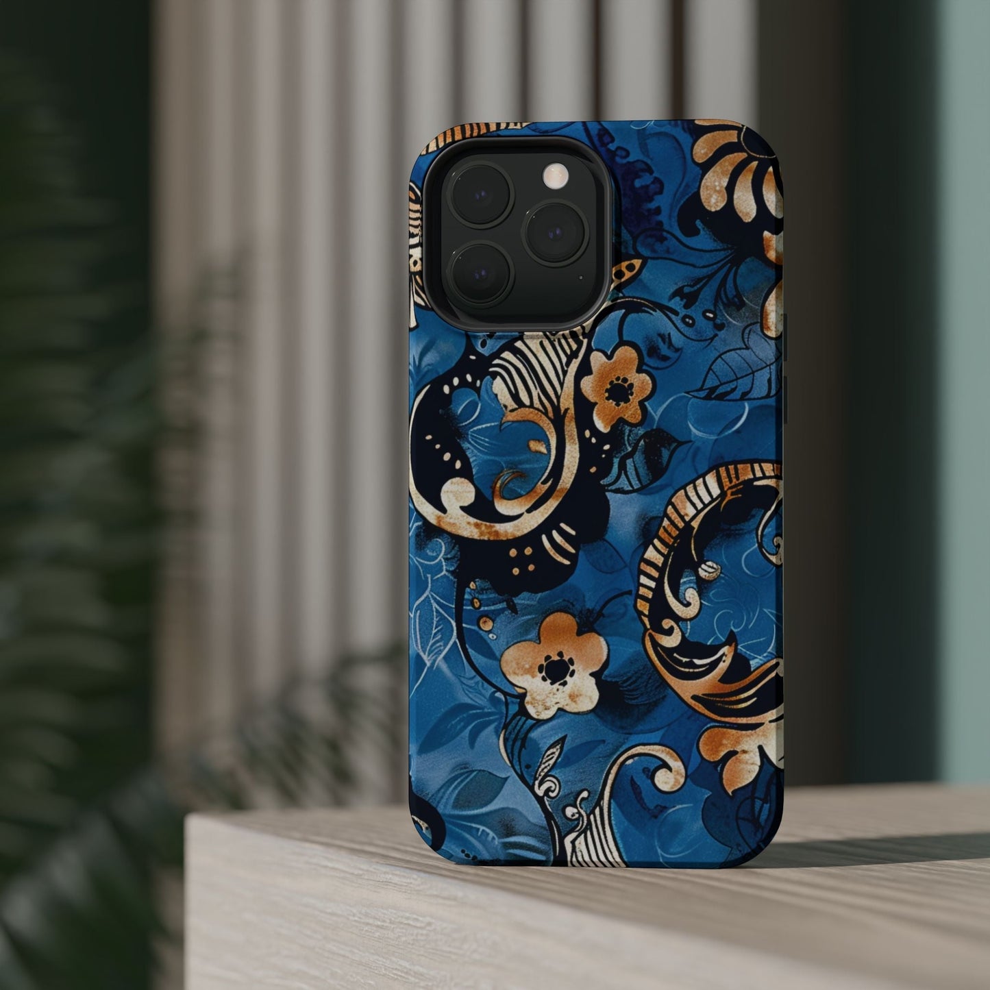 Floral Blue Paisley Magnetic Impact Phone Case - DIGITAL X