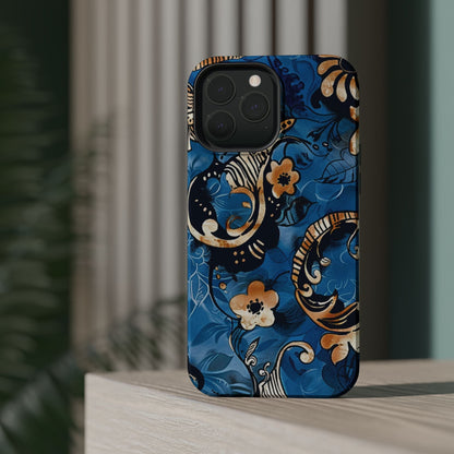 Floral Blue Paisley Magnetic Impact Phone Case - DIGITAL X
