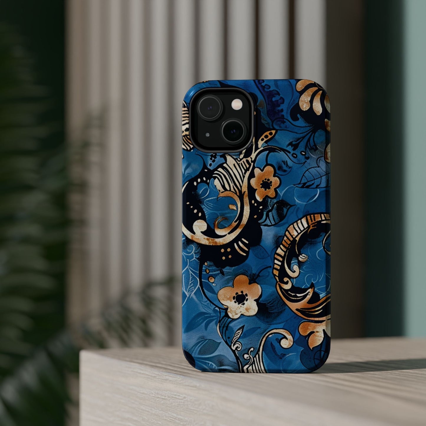 Floral Blue Paisley Magnetic Impact Phone Case - DIGITAL X