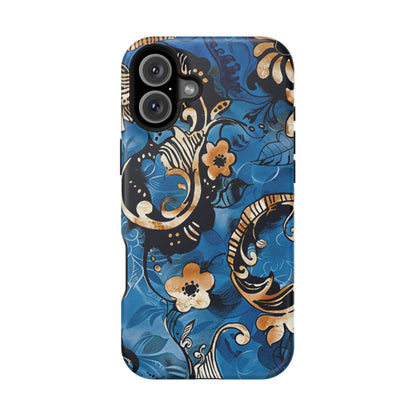 Floral Blue Paisley Magnetic Impact Phone Case - DIGITAL X
