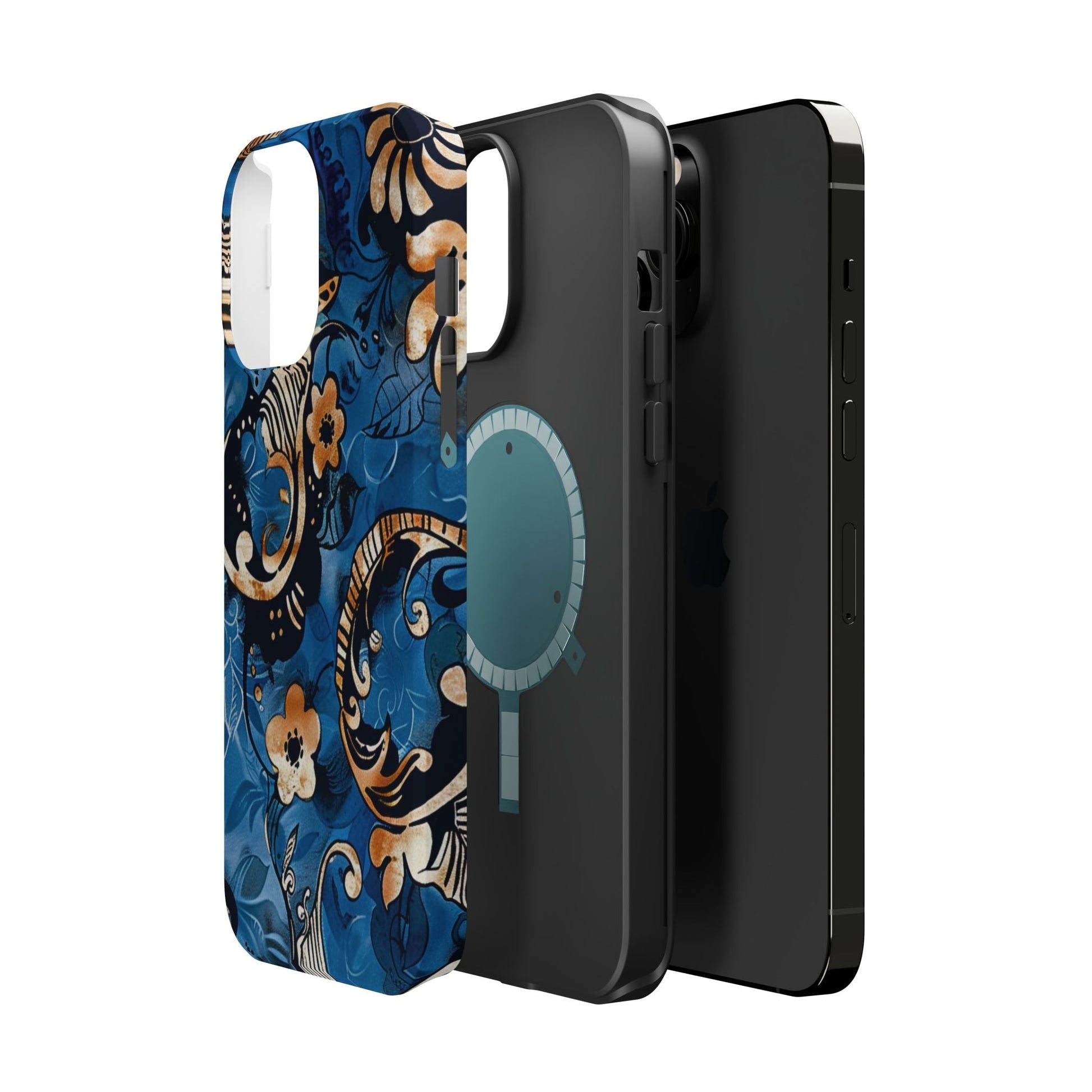 Floral Blue Paisley Magnetic Impact Phone Case - DIGITAL X