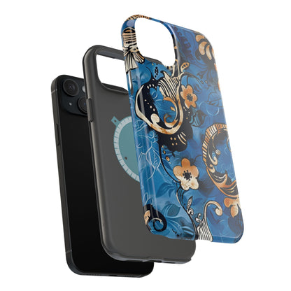 Floral Blue Paisley Magnetic Impact Phone Case - DIGITAL X