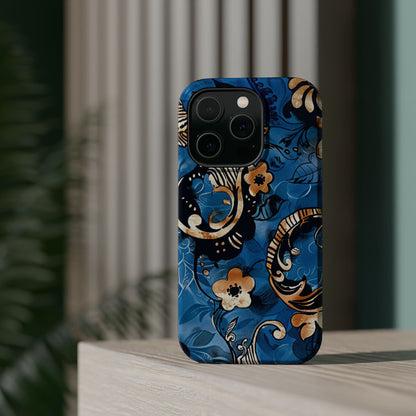 Floral Blue Paisley Magnetic Impact Phone Case - DIGITAL X