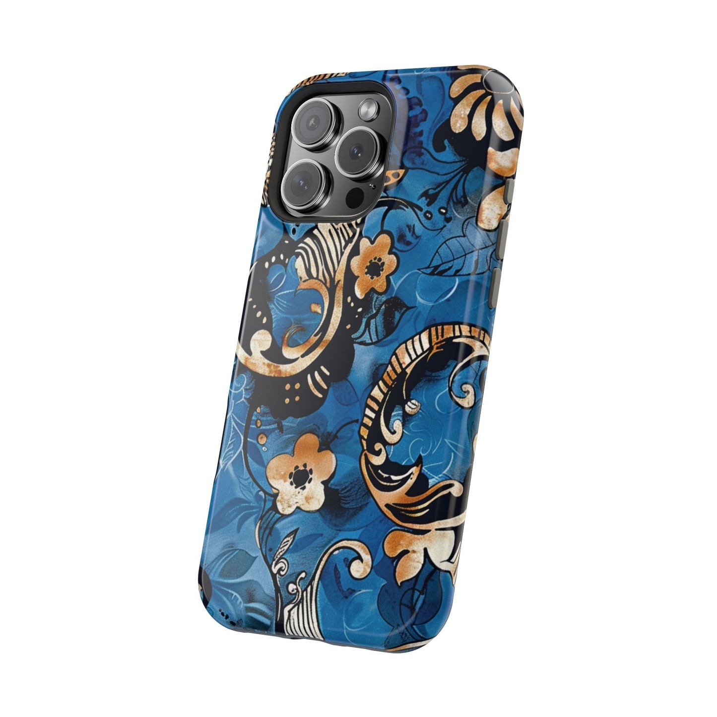 Floral Blue Paisley Magnetic Impact Phone Case - DIGITAL X