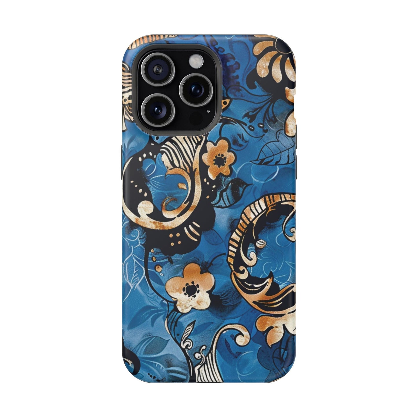 Floral Blue Paisley Magnetic Impact Phone Case - DIGITAL X