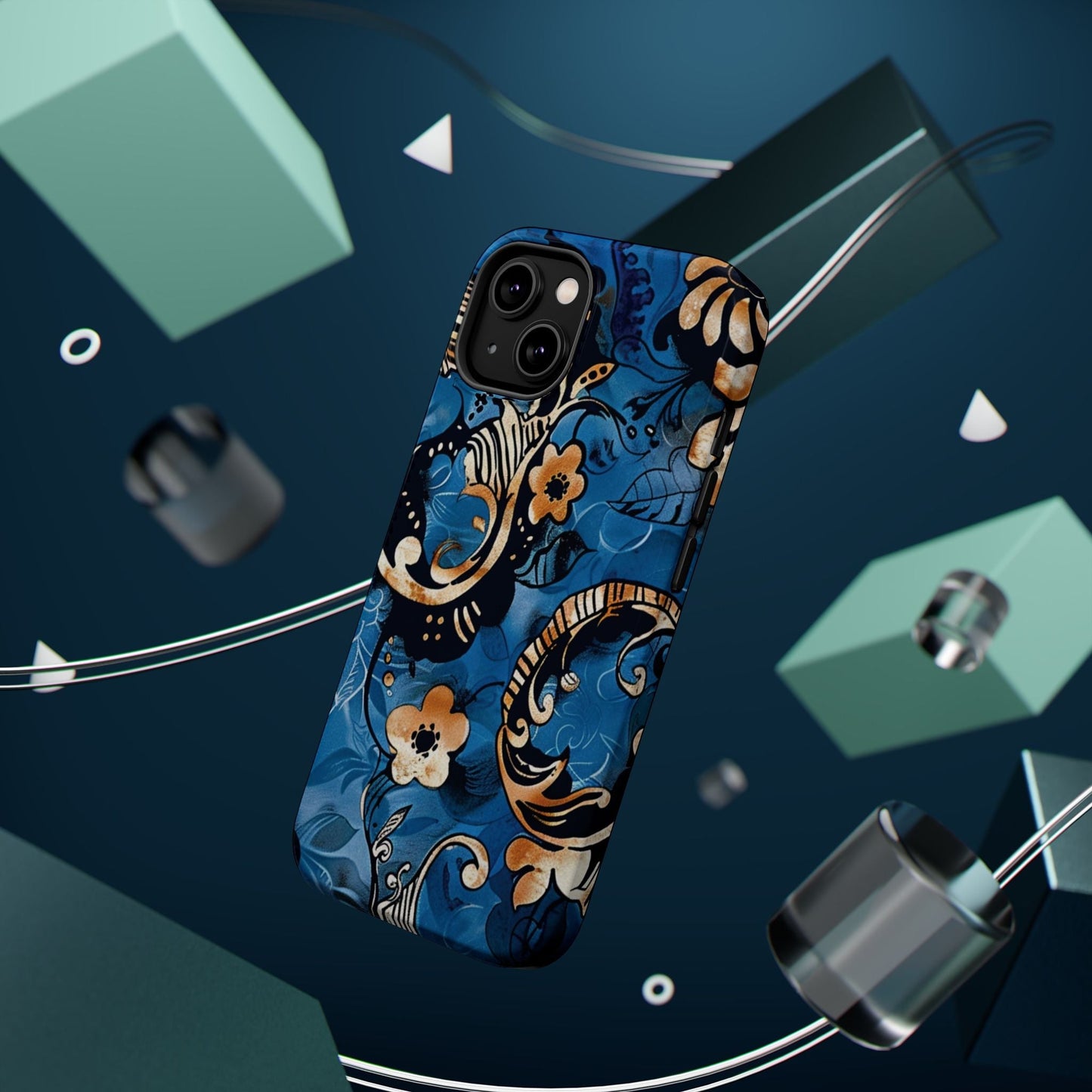 Floral Blue Paisley Magnetic Impact Phone Case - DIGITAL X