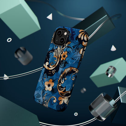 Floral Blue Paisley Magnetic Impact Phone Case - DIGITAL X