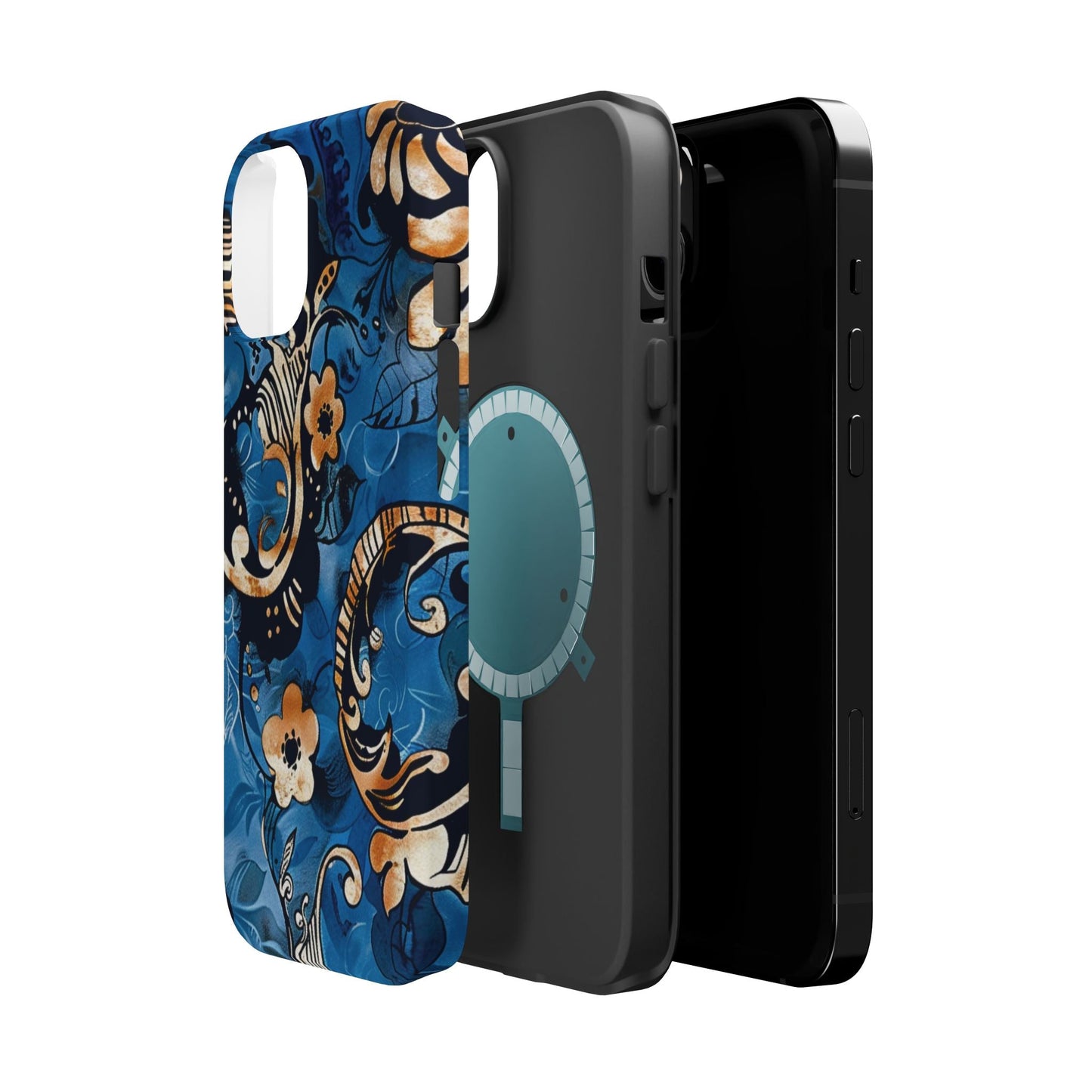 Floral Blue Paisley Magnetic Impact Phone Case - DIGITAL X