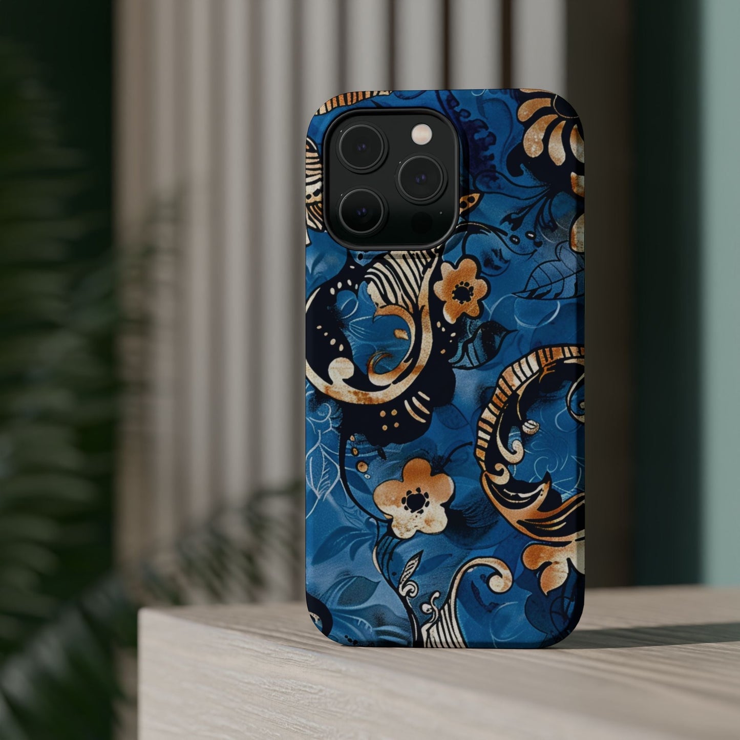 Floral Blue Paisley Magnetic Impact Phone Case - DIGITAL X