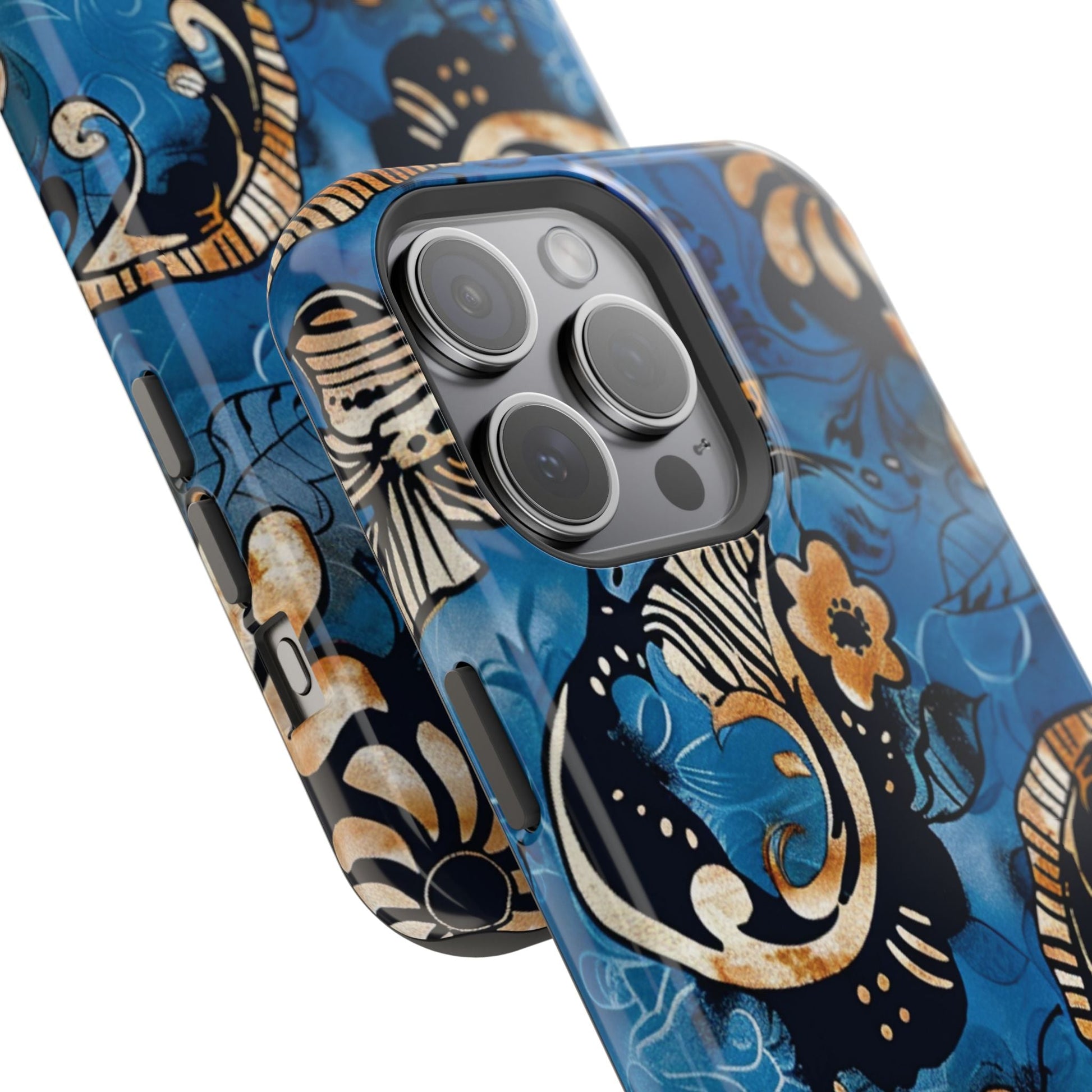 Floral Blue Paisley Magnetic Impact Phone Case - DIGITAL X