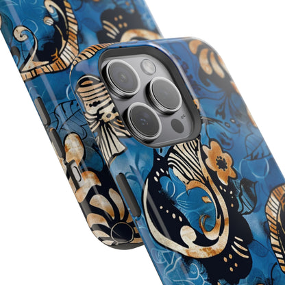 Floral Blue Paisley Magnetic Impact Phone Case - DIGITAL X