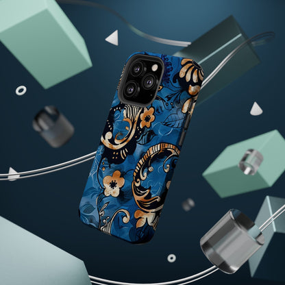 Floral Blue Paisley Magnetic Impact Phone Case - DIGITAL X
