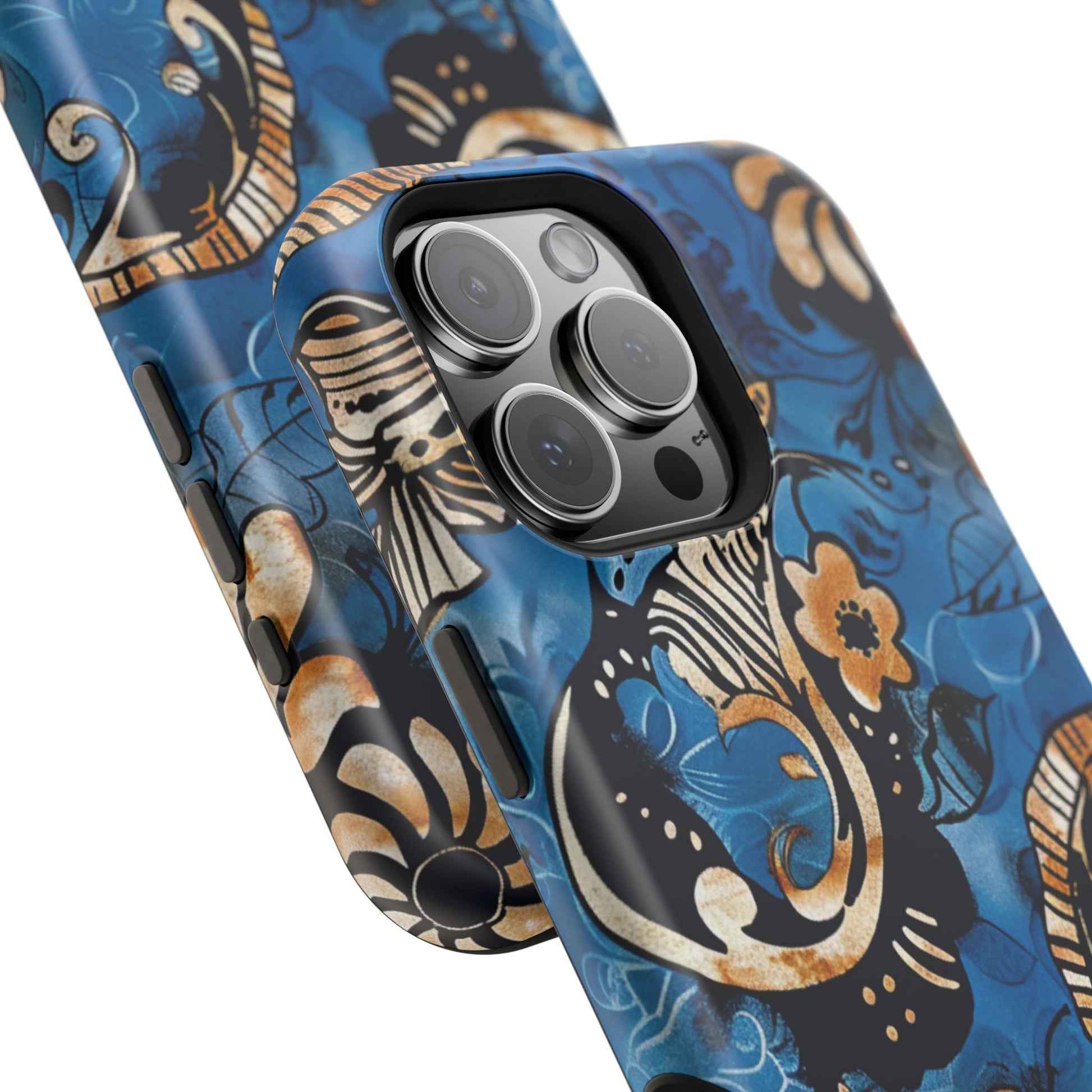 Floral Blue Paisley Magnetic Impact Phone Case - DIGITAL X