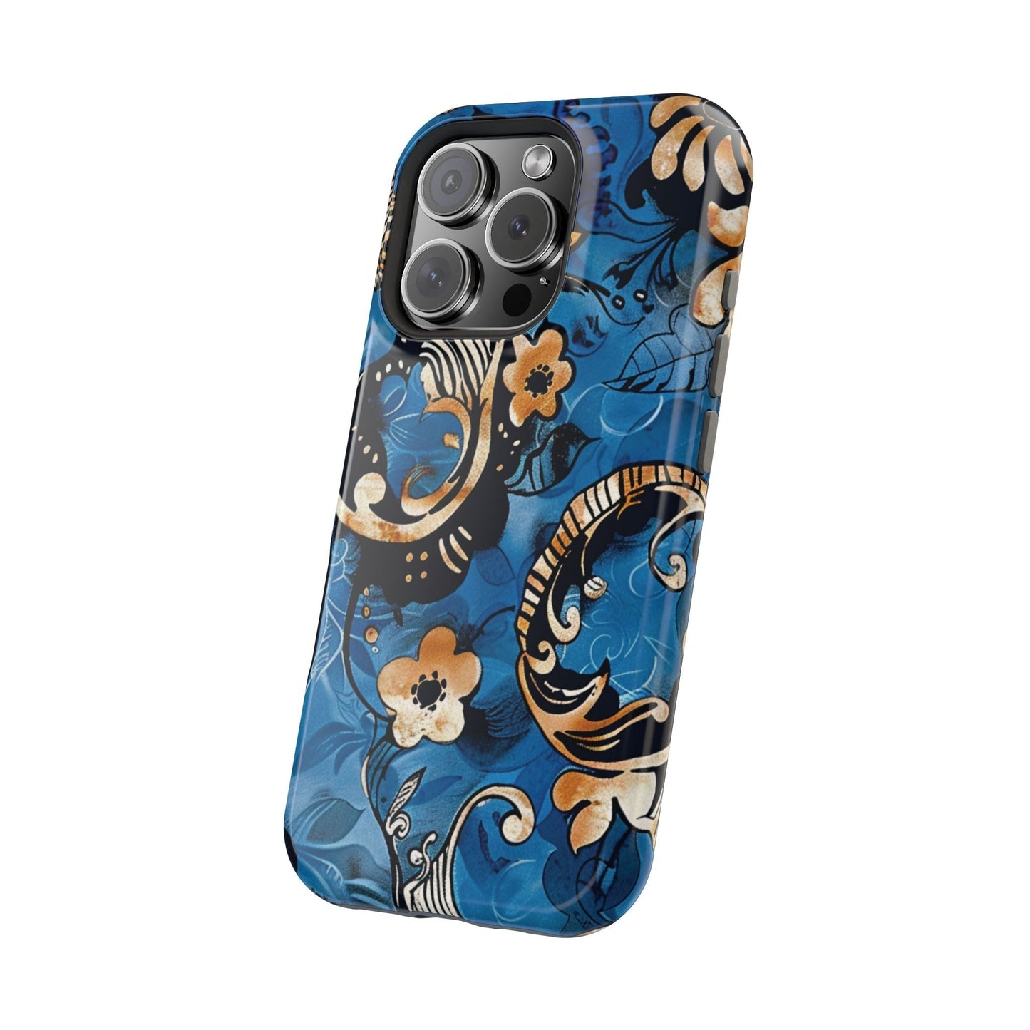 Floral Blue Paisley Magnetic Impact Phone Case - DIGITAL X