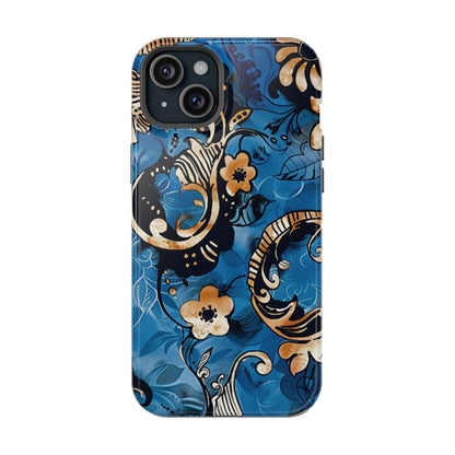 Floral Blue Paisley Magnetic Impact Phone Case - DIGITAL X