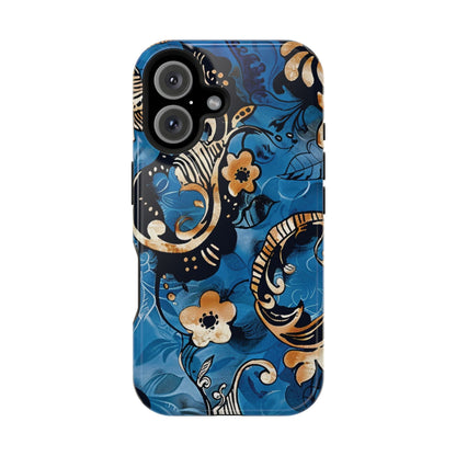 Floral Blue Paisley Magnetic Impact Phone Case - DIGITAL X