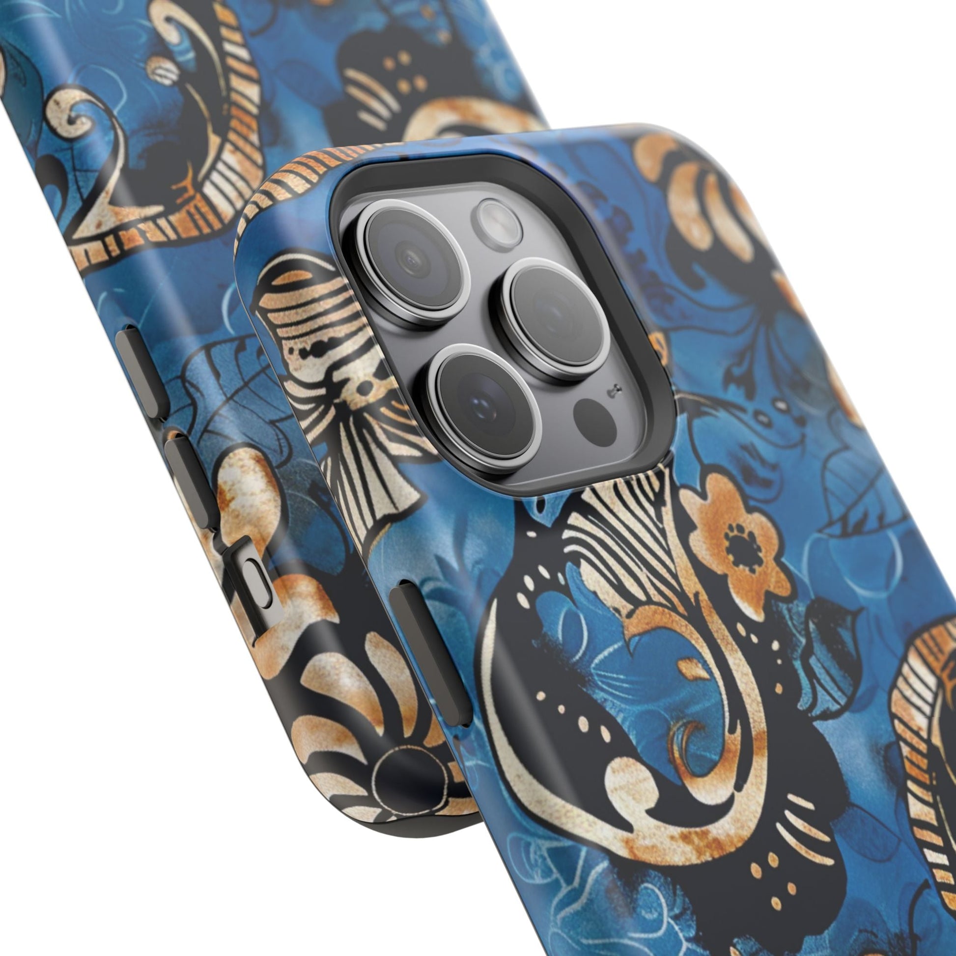 Floral Blue Paisley Magnetic Impact Phone Case - DIGITAL X