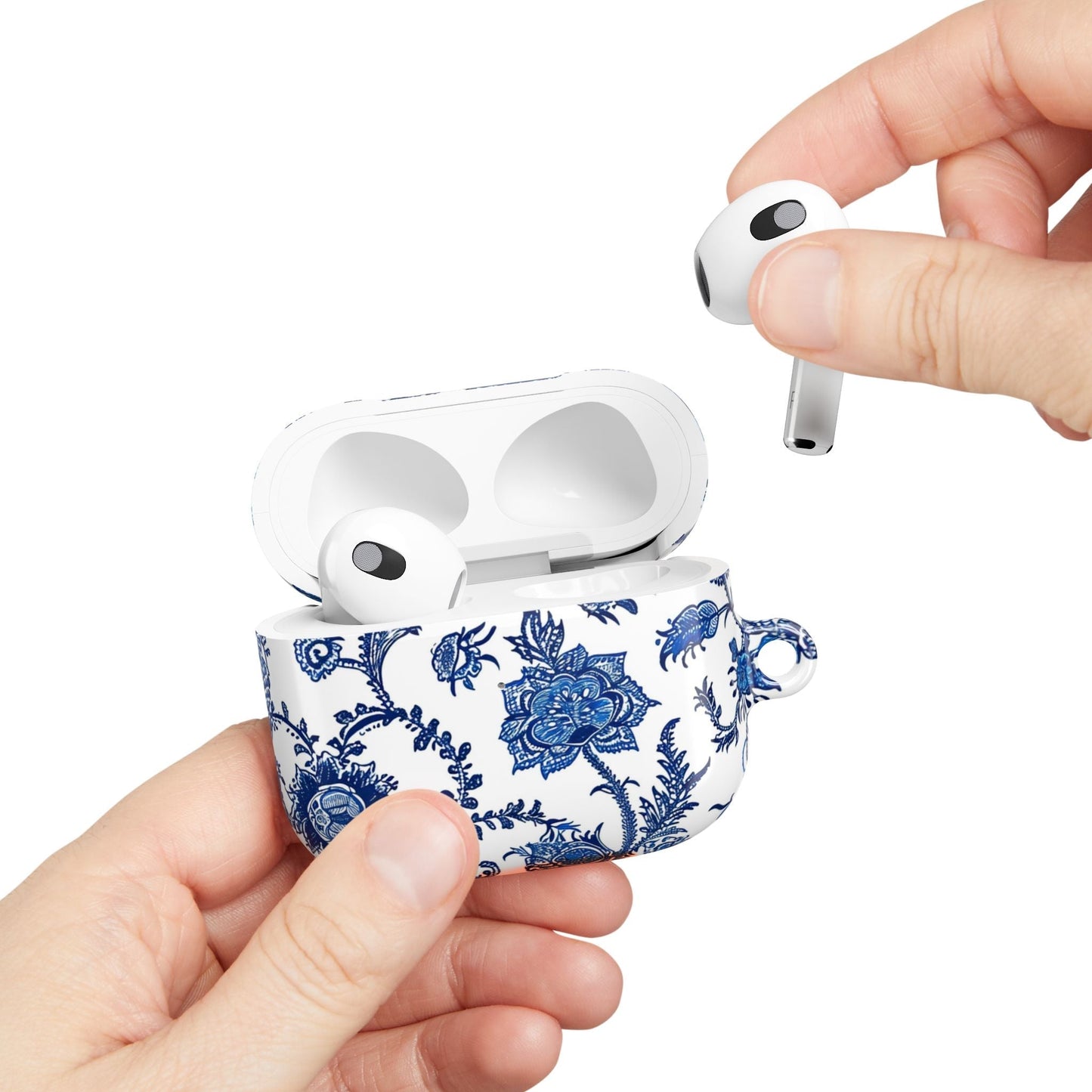 Floral Blue Porcelain AirPod Case — Vintage Delft - Style Protective Cover - DIGITAL X