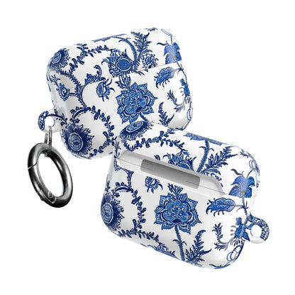 Floral Blue Porcelain AirPod Case — Vintage Delft - Style Protective Cover - DIGITAL X