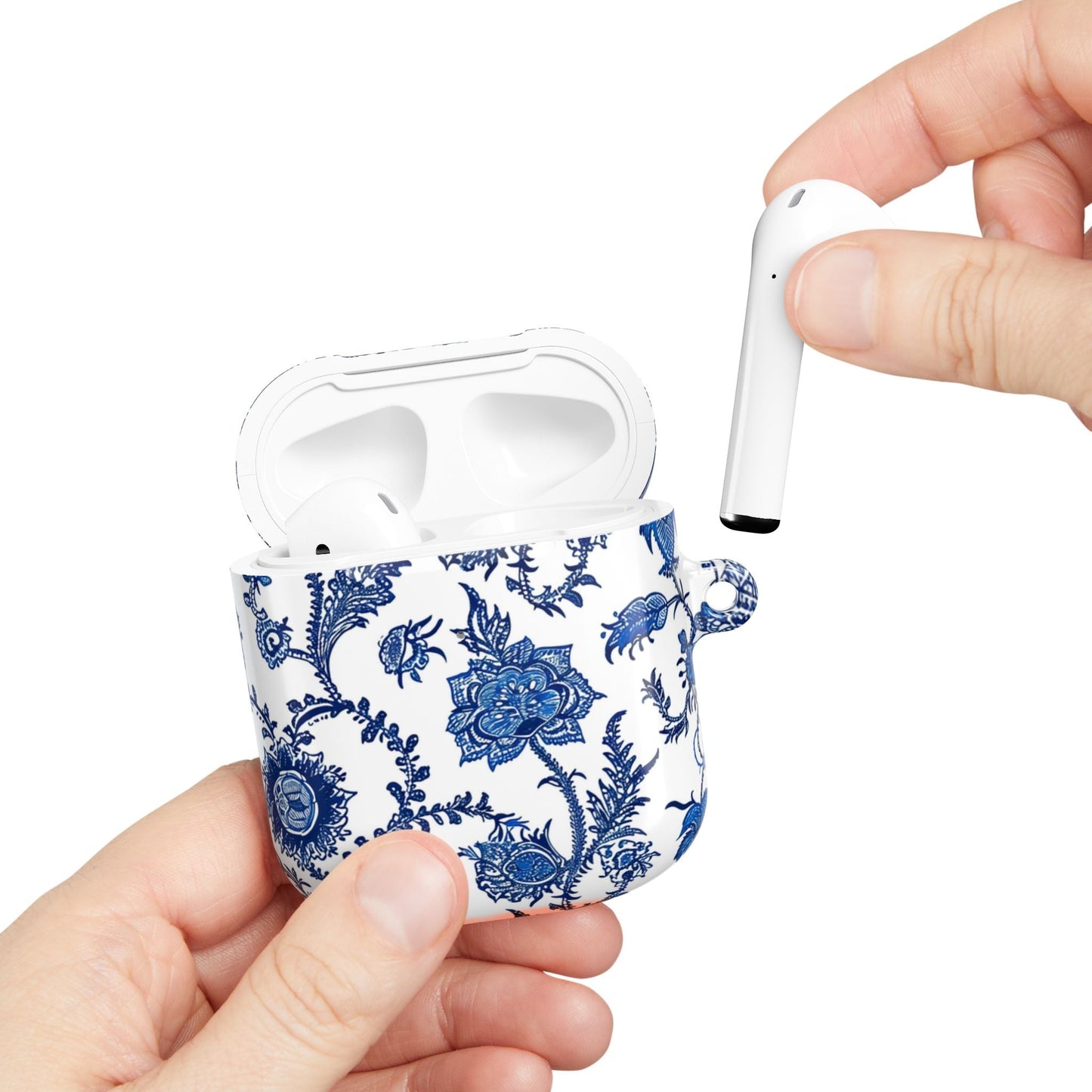 Floral Blue Porcelain AirPod Case — Vintage Delft - Style Protective Cover - DIGITAL X