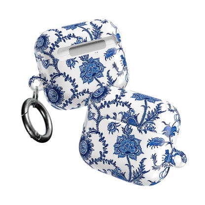 Floral Blue Porcelain AirPod Case — Vintage Delft - Style Protective Cover - DIGITAL X