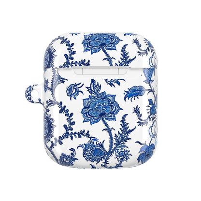 Floral Blue Porcelain AirPod Case — Vintage Delft - Style Protective Cover - DIGITAL X