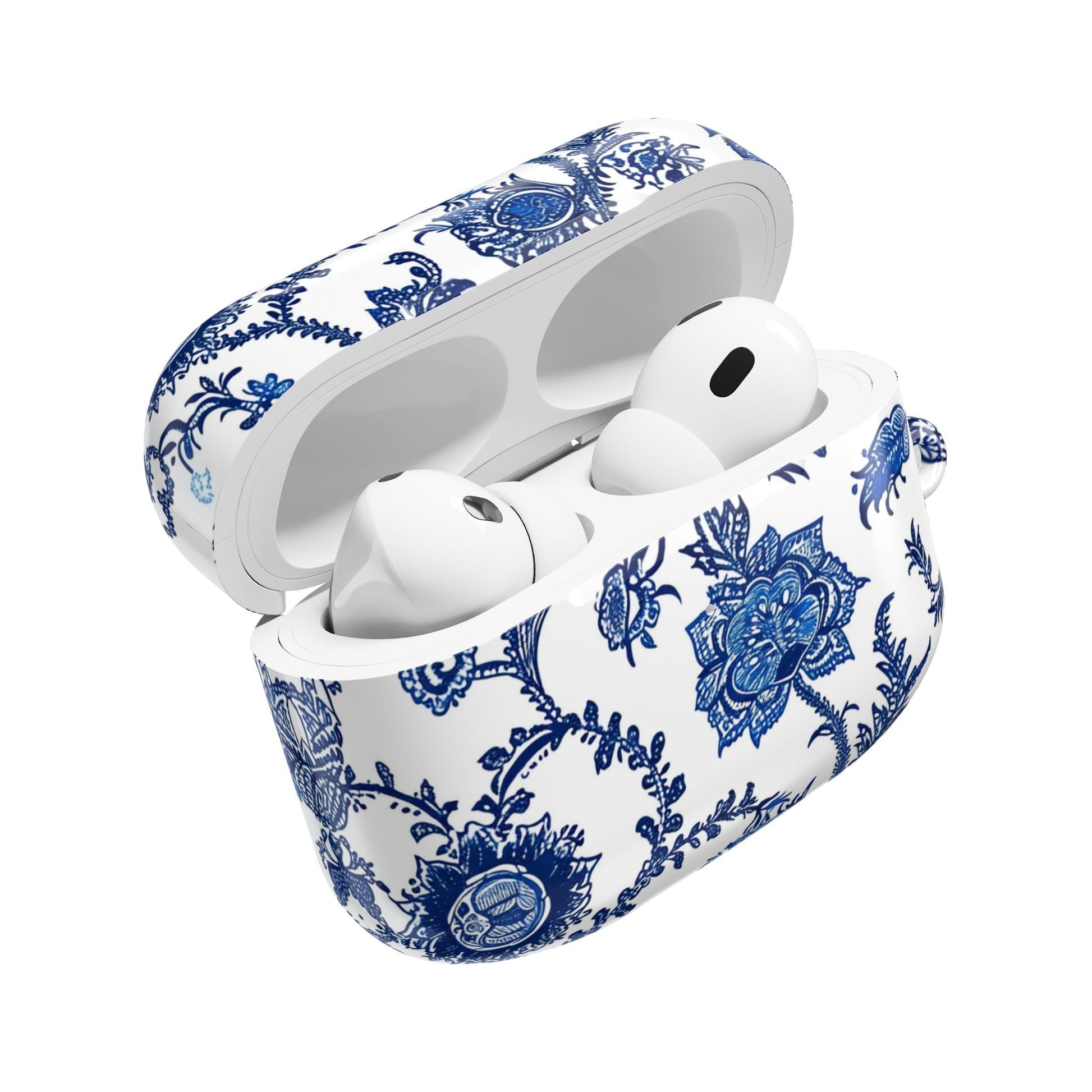 Floral Blue Porcelain AirPod Case — Vintage Delft - Style Protective Cover - DIGITAL X