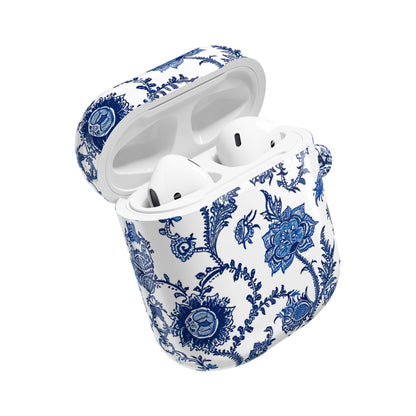 Floral Blue Porcelain AirPod Case — Vintage Delft - Style Protective Cover - DIGITAL X