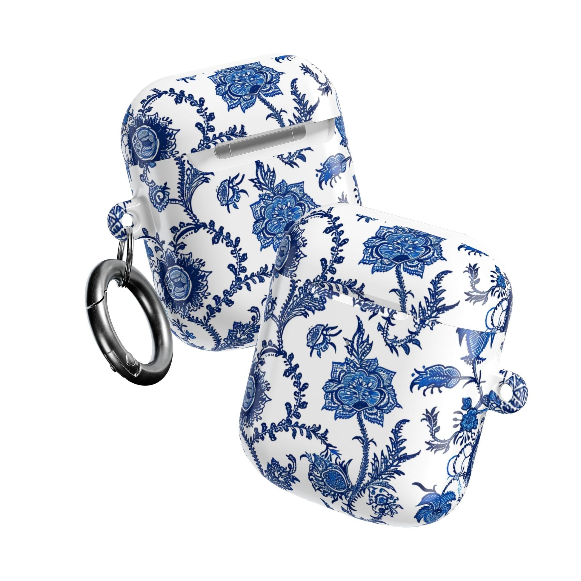 Floral Blue Porcelain AirPod Case — Vintage Delft - Style Protective Cover - DIGITAL X