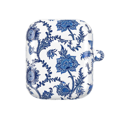 Floral Blue Porcelain AirPod Case — Vintage Delft - Style Protective Cover - DIGITAL X